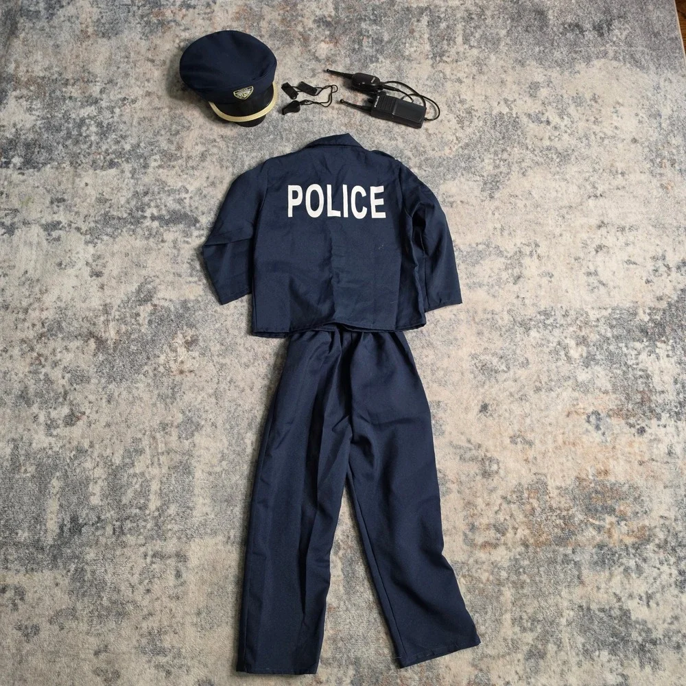 Dress Up America Costume Kids Small 4-6 Navy Police Officer Uniform Set Toy Gear